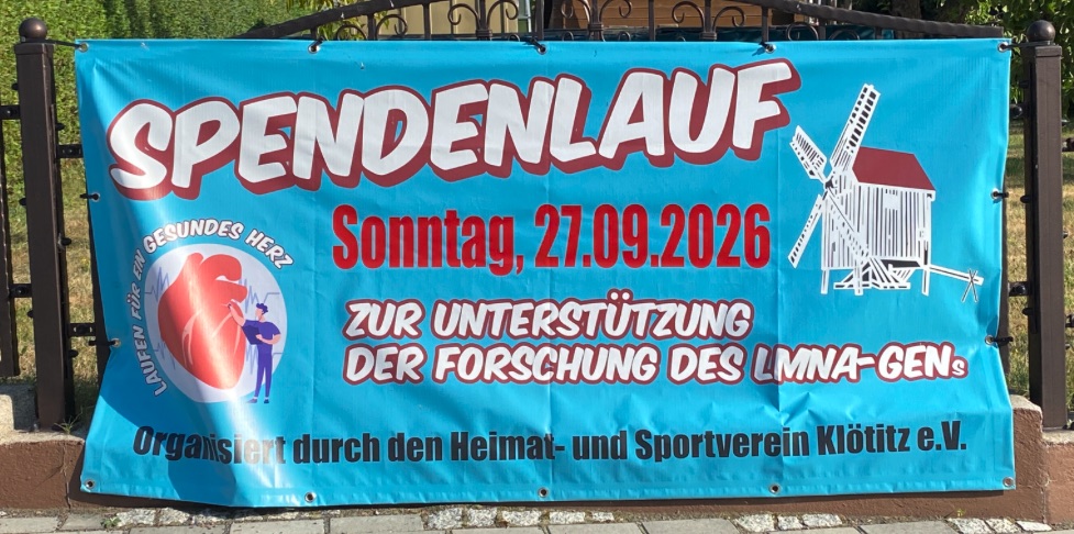 Plakat: Spendenlauf am 27. September 2026 zur Unterstützung der Forschung des LMNA-Gens